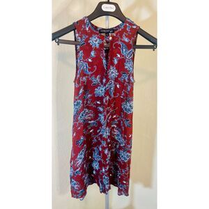 Living Doll Brown & Blue Paisley Sleeveless Keyhole Swing Dress XS